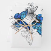 Blue Flying Butterflies Morpho Inpakpapier Vel (In situ)