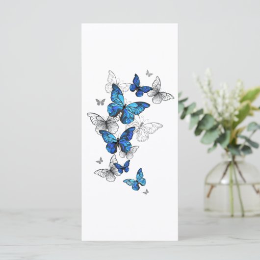 Blue Flying Butterflies Morpho Kaart (Staand voorkant)