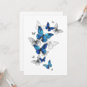 Blue Flying Butterflies Morpho Kaart (Voorkant / Achterkant in situ)