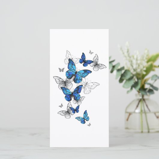 Blue Flying Butterflies Morpho Kaart (Staand voorkant)