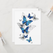 Blue Flying Butterflies Morpho Kaart (Voorkant / Achterkant in situ)