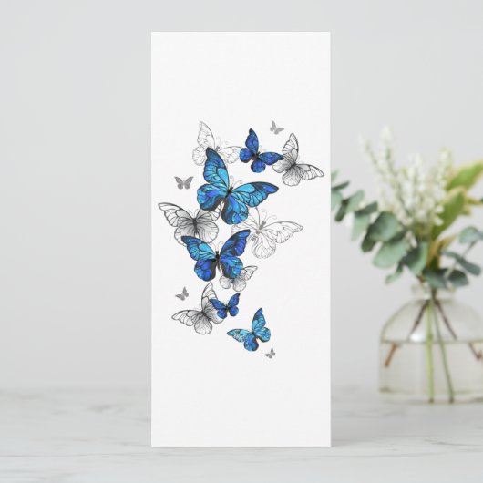 Blue Flying Butterflies Morpho Kaart (Staand voorkant)