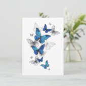 Blue Flying Butterflies Morpho Kaart (Staand voorkant)