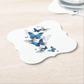 Blue Flying Butterflies Morpho Kartonnen Onderzetters (Gekanteld)