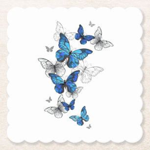 Blue Flying Butterflies Morpho Kartonnen Onderzetters