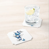 Blue Flying Butterflies Morpho Kartonnen Onderzetters (Insitu)