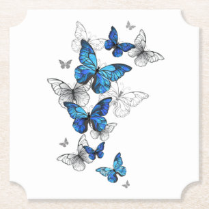 Blue Flying Butterflies Morpho Kartonnen Onderzetters