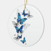 Blue Flying Butterflies Morpho Keramisch Ornament (Links)