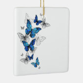 Blue Flying Butterflies Morpho Keramisch Ornament (Rechts)