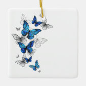 Blue Flying Butterflies Morpho Keramisch Ornament (Voorkant)