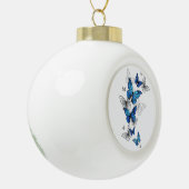 Blue Flying Butterflies Morpho Keramische Bal Ornament (Links)