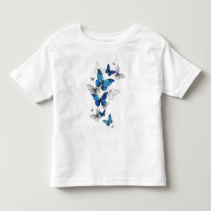 Blue Flying Butterflies Morpho Kinder Shirts