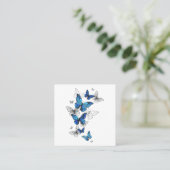 Blue Flying Butterflies Morpho Klantenkaartje (Staand voorkant)