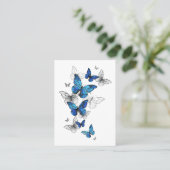Blue Flying Butterflies Morpho Klantenkaartje (Staand voorkant)