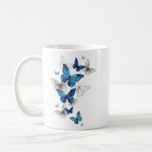 Blue Flying Butterflies Morpho Koffiemok