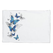Blue Flying Butterflies Morpho Kussensloop (Achterkant)