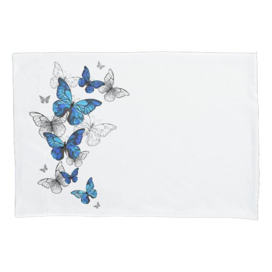Blue Flying Butterflies Morpho Kussensloop (Voorkant)