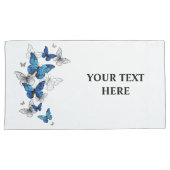 Blue Flying Butterflies Morpho Kussensloop (Voorkant-Rechts)