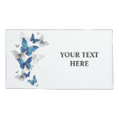Blue Flying Butterflies Morpho Kussensloop (Achterkant-Links)
