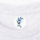 Blue Flying Butterflies Morpho Labels (Aangebracht)