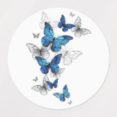 Blue Flying Butterflies Morpho Labels (Design 1)