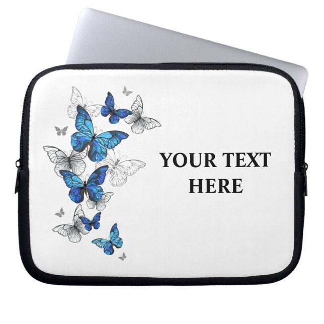 Blue Flying Butterflies Morpho Laptop Sleeve (Voorkant)