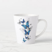 Blue Flying Butterflies Morpho Latte Mok (Rechts)
