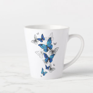 Blue Flying Butterflies Morpho Latte Mok