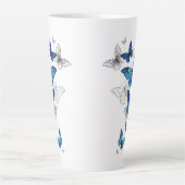 Blue Flying Butterflies Morpho Latte Mok (Voorkant)