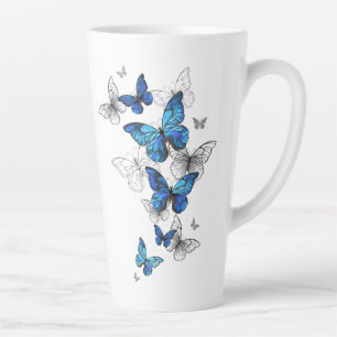 Blue Flying Butterflies Morpho Latte Mok