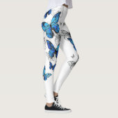 Blue Flying Butterflies Morpho Leggings (Rechts)