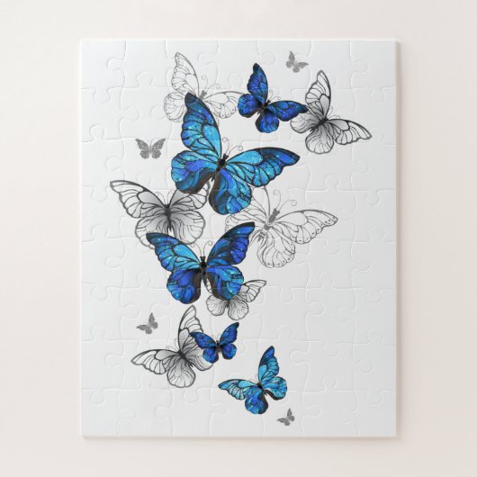 Blue Flying Butterflies Morpho Legpuzzel (Verticaal)
