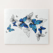 Blue Flying Butterflies Morpho Legpuzzel (Horizontaal)