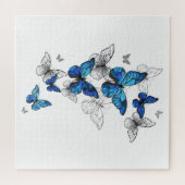 Blue Flying Butterflies Morpho Legpuzzel (Horizontaal)