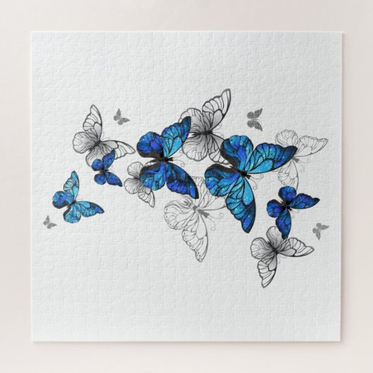 Blue Flying Butterflies Morpho Legpuzzel (Horizontaal)