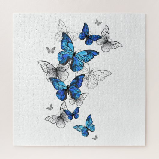 Blue Flying Butterflies Morpho Legpuzzel (Verticaal)