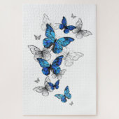Blue Flying Butterflies Morpho Legpuzzel (Verticaal)