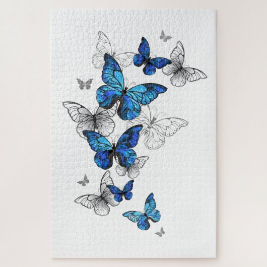 Blue Flying Butterflies Morpho Legpuzzel (Verticaal)