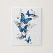 Blue Flying Butterflies Morpho Legpuzzel (Verticaal)