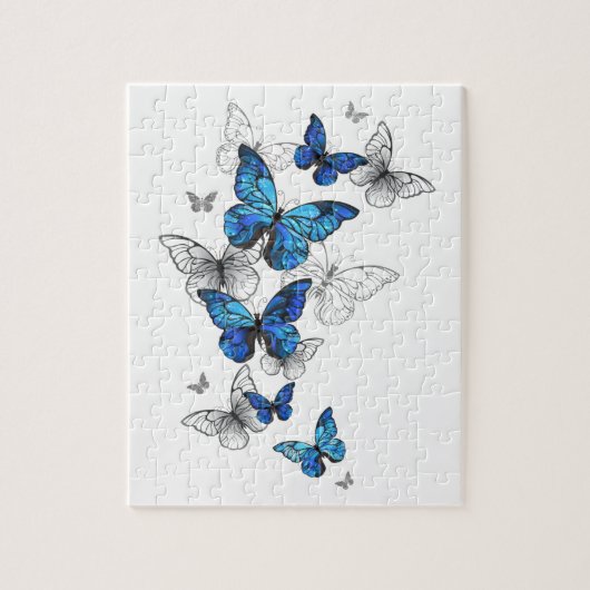 Blue Flying Butterflies Morpho Legpuzzel (Verticaal)