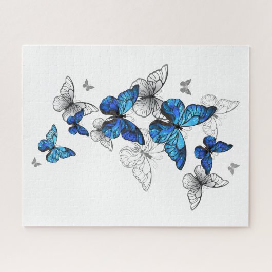 Blue Flying Butterflies Morpho Legpuzzel (Horizontaal)