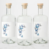 Blue Flying Butterflies Morpho Likeurfles Etiket (Flessen)