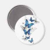 Blue Flying Butterflies Morpho Magneet (Voorkant / Achterkant)