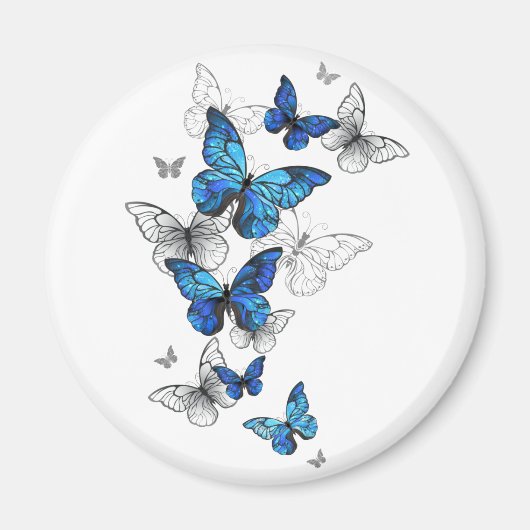 Blue Flying Butterflies Morpho Magneet (Voorkant)