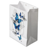 Blue Flying Butterflies Morpho Medium Cadeauzakje (Voorkant Gekanteld)