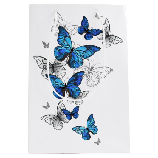 Blue Flying Butterflies Morpho Medium Cadeauzakje (Voorkant)