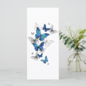 Blue Flying Butterflies Morpho Menu (Staand voorkant)