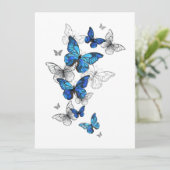 Blue Flying Butterflies Morpho Menu (Staand voorkant)