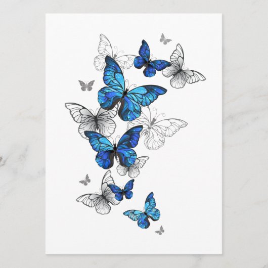 Blue Flying Butterflies Morpho Menu (Voorkant)