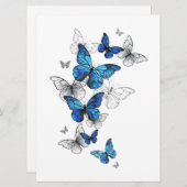 Blue Flying Butterflies Morpho Menu (Voorkant / Achterkant)